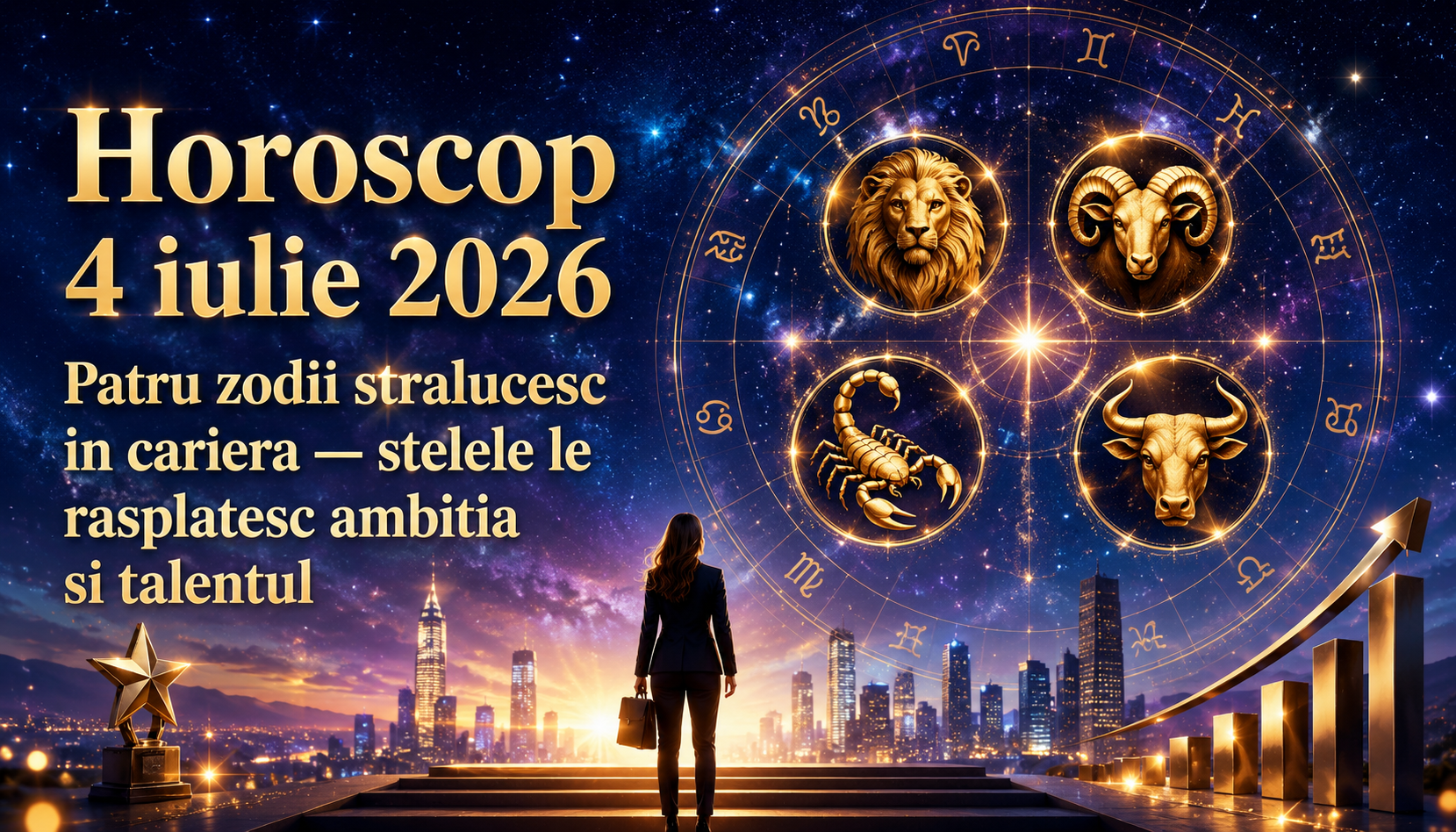 Horoscop 4 iulie 2026. Patru zodii stralucesc in cariera — stelele le rasplatesc ambitia si talentul