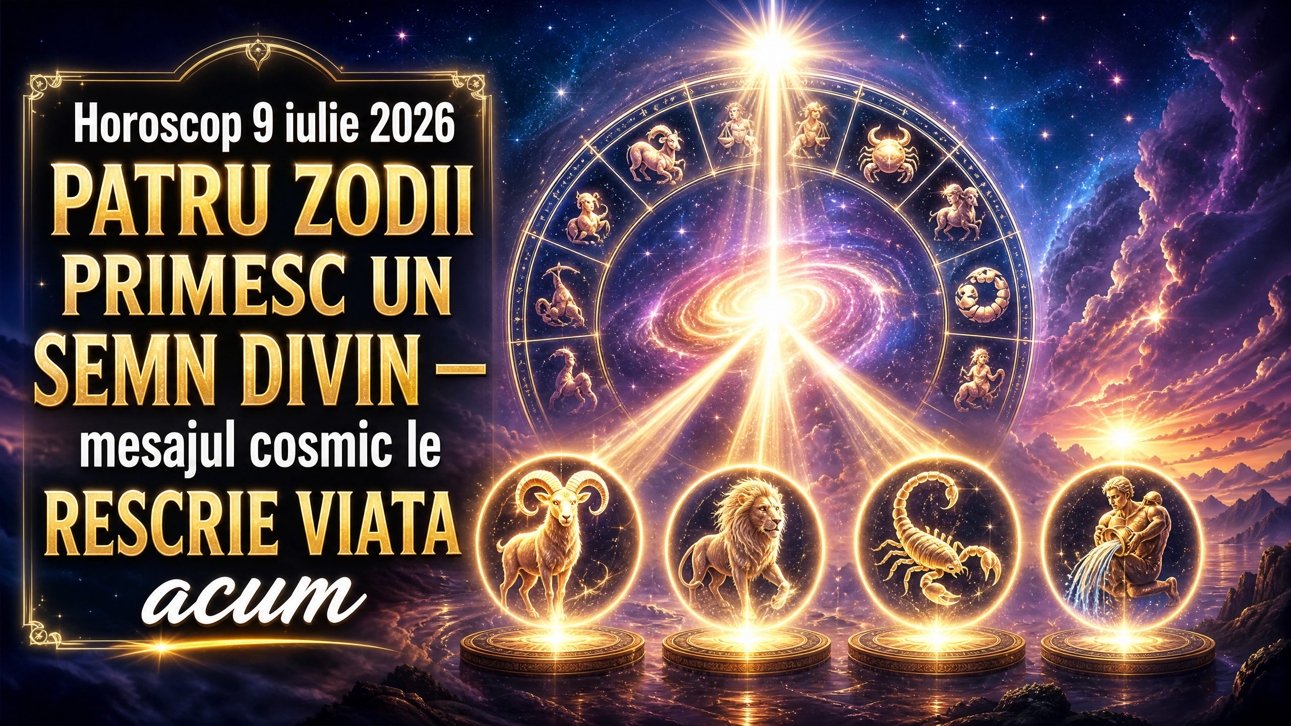 Horoscop 9 iulie 2026. PATRU ZODII PRIMESC UN SEMN DIVIN  mesajul cosmic le RESCRIE VIATA acum