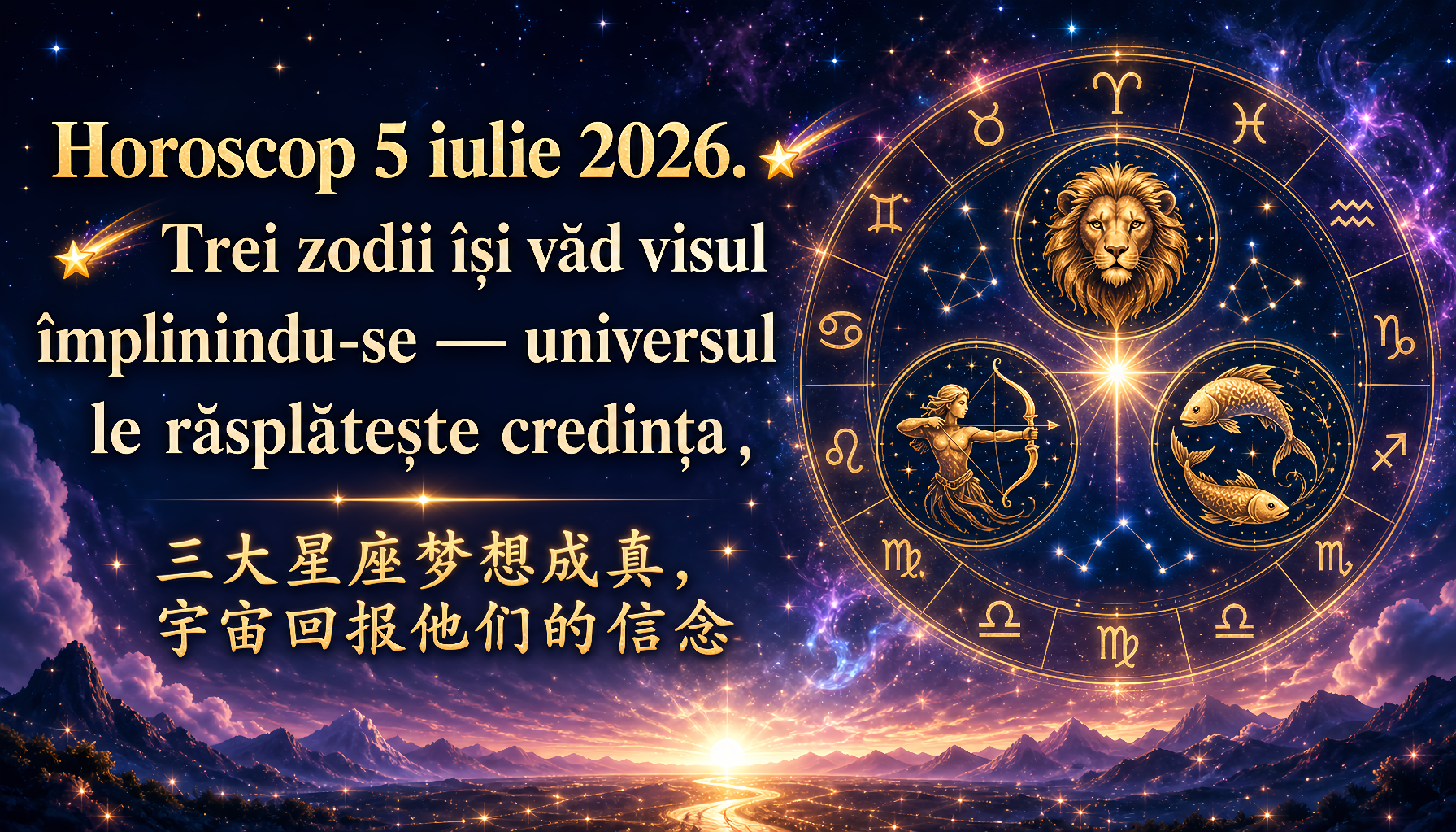 Horoscop 5 iulie 2026. 🌠 Trei zodii își văd visul împlinindu-se — universul le răsplătește credința