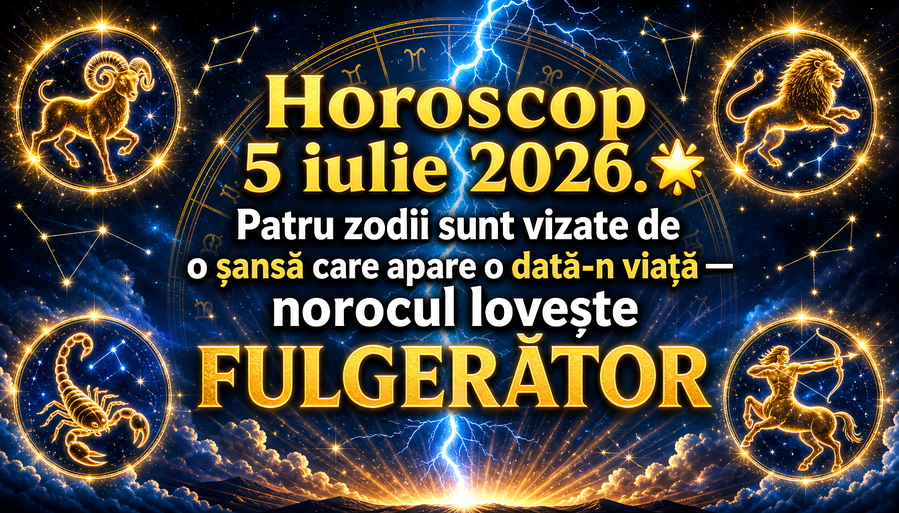 Horoscop 5 iulie 2026. 🌟 Patru zodii sunt vizate de o șansă care apare o dată-n viață — norocul lovește FULGERĂTOR
