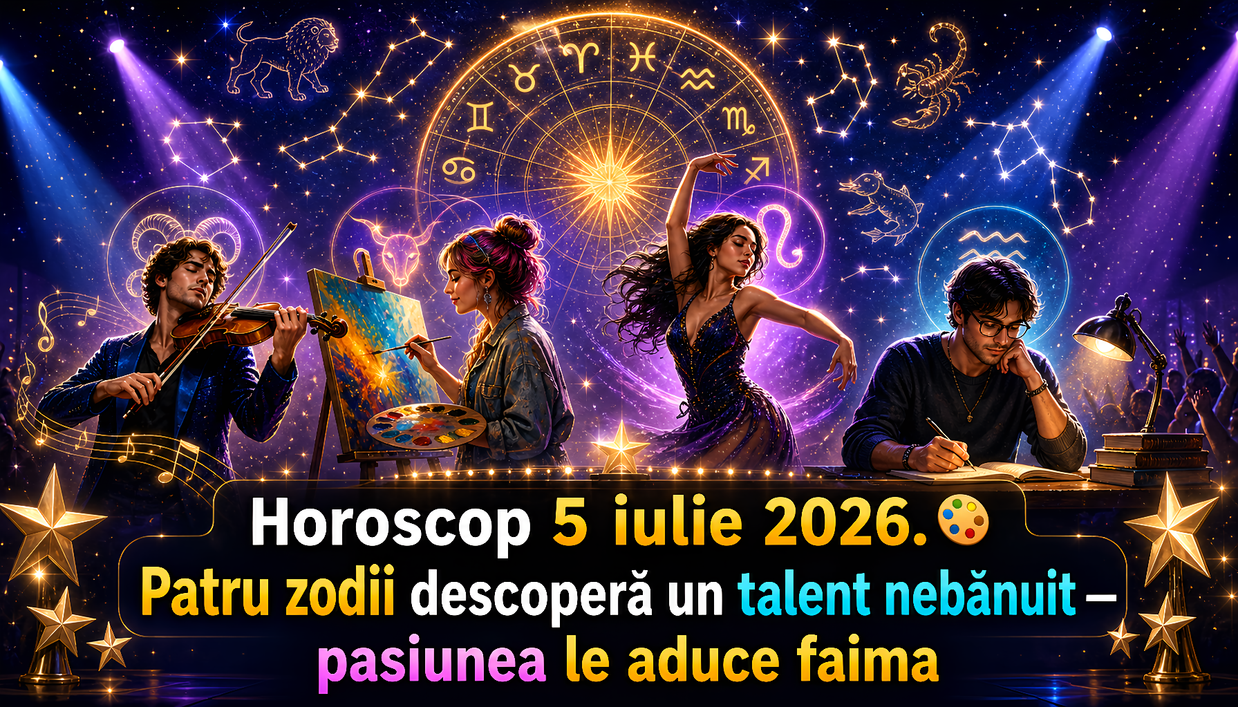 Horoscop 5 iulie 2026. 🎨 Patru zodii descoperă un talent nebănuit — pasiunea le aduce faima