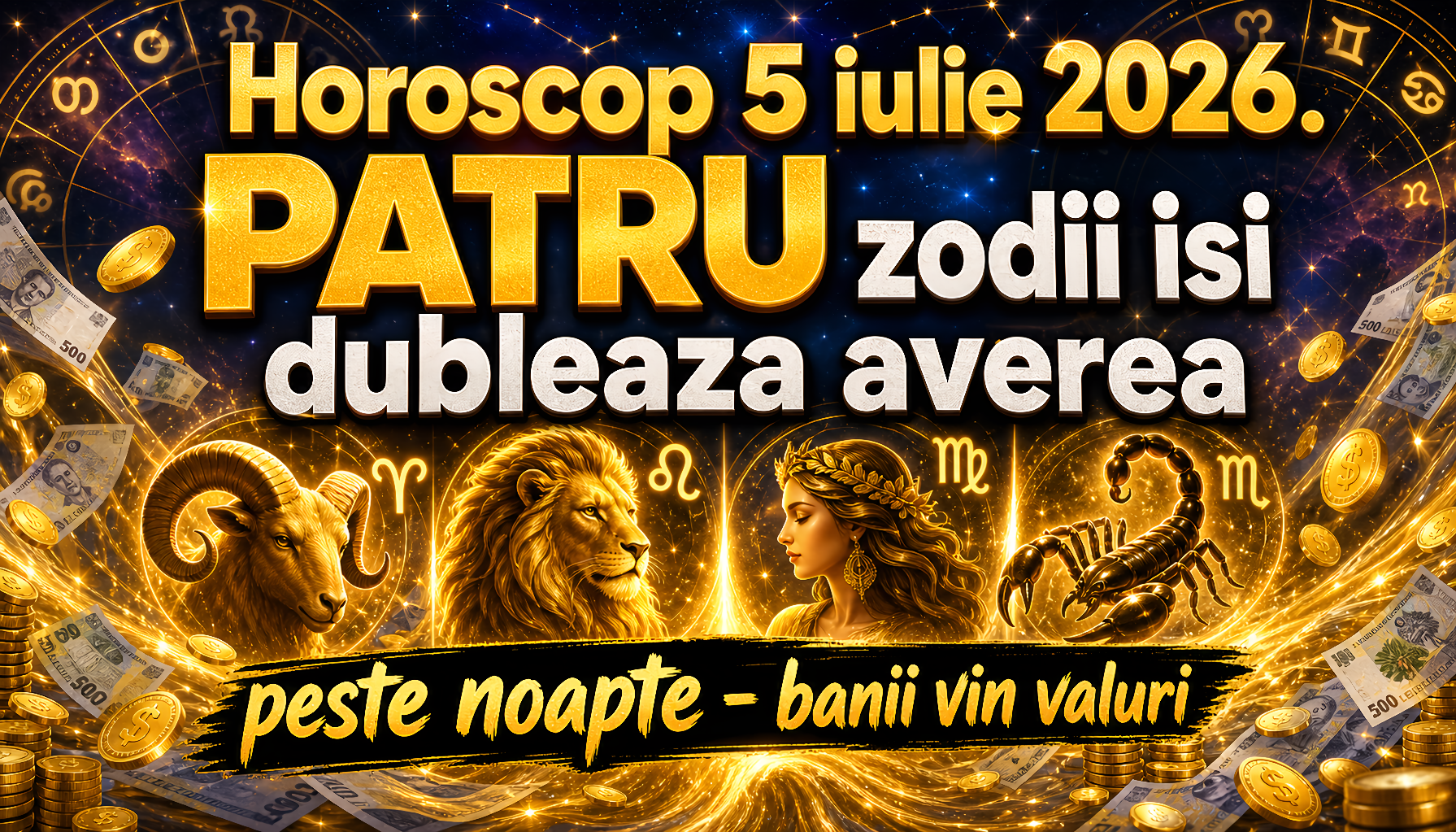 Horoscop 5 iulie 2026.  PATRU zodii isi dubleaza averea peste noapte – banii vin valuri