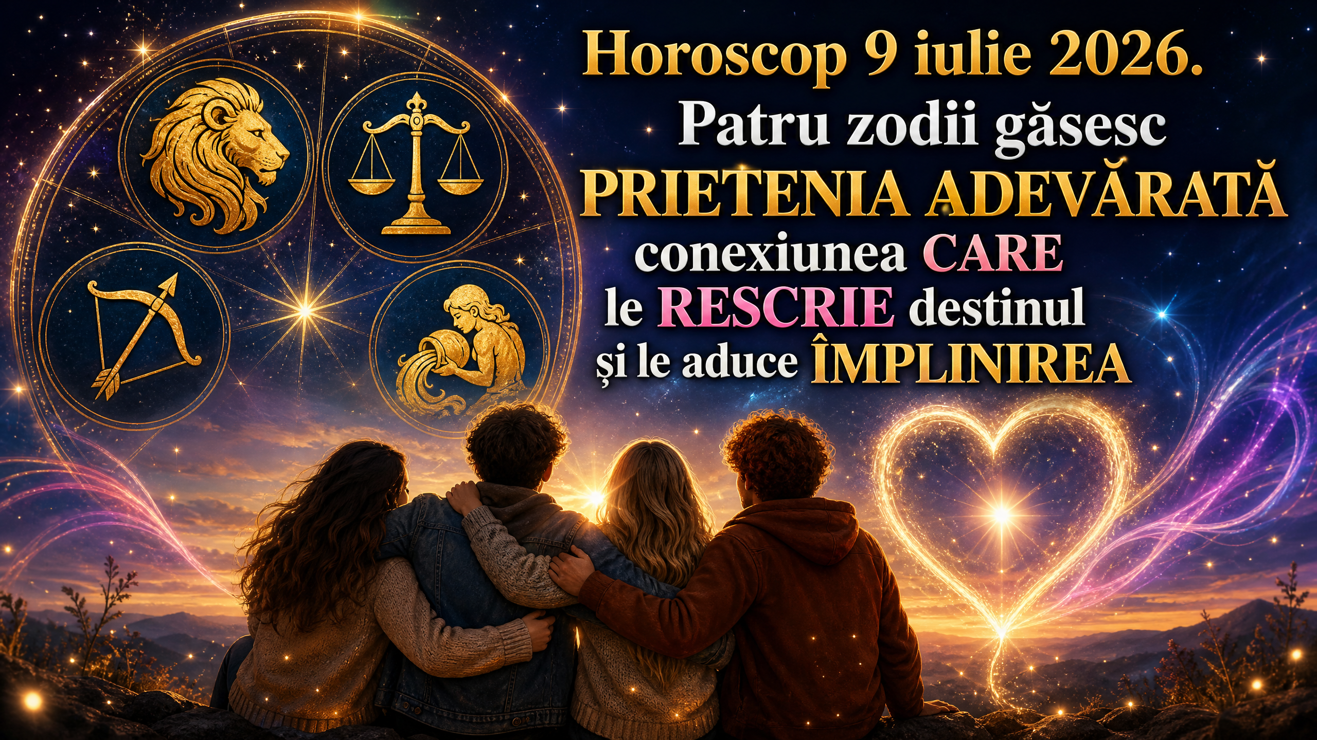 Horoscop 9 iulie 2026. Patru zodii găsesc PRIETENIA ADEVĂRATĂ  conexiunea CARE le RESCRIE destinul și le aduce ÎMPLINIREA