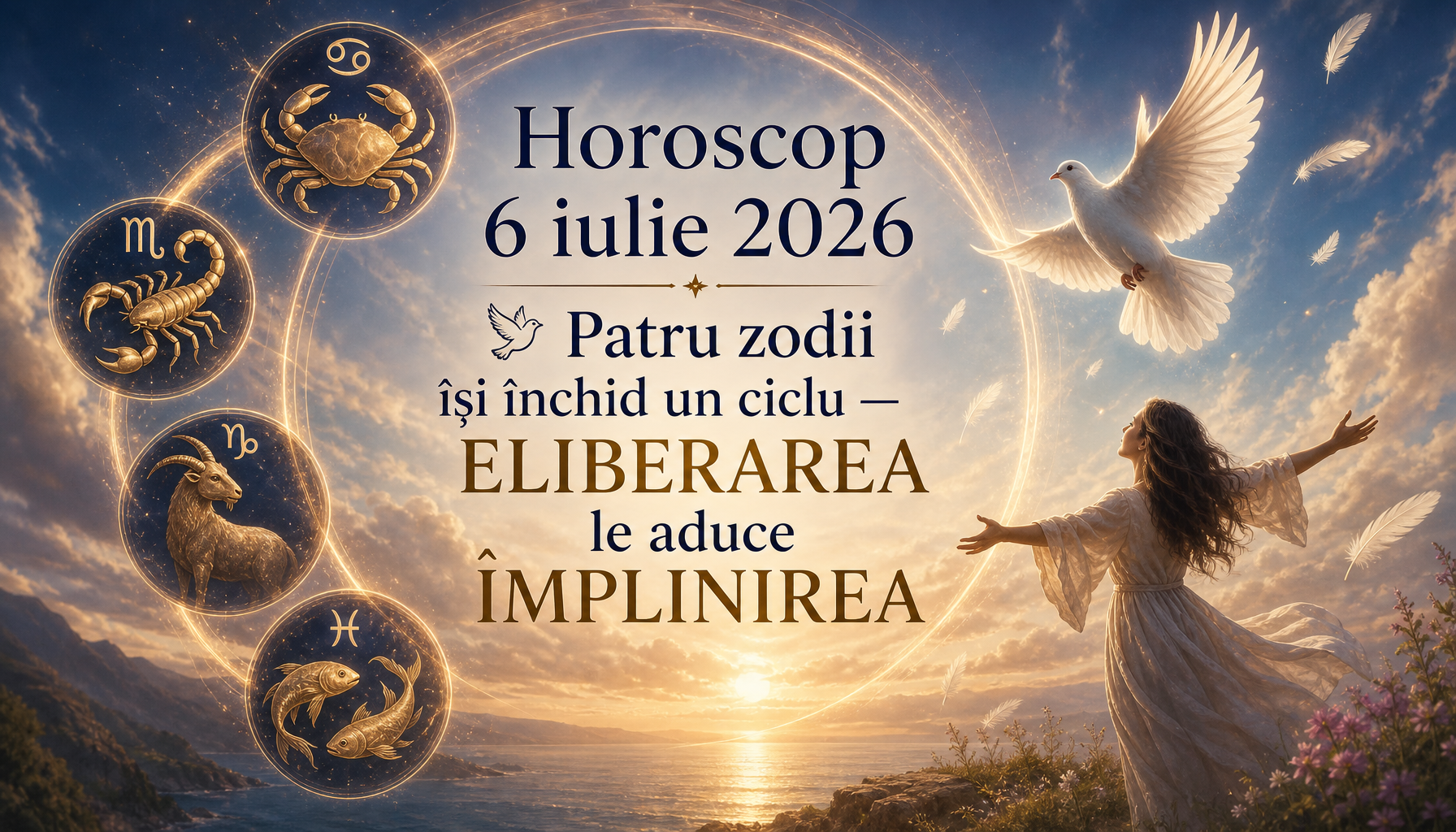 Horoscop 6 iulie 2026. 🕊️ Patru zodii își închid un ciclu — ELIBERAREA le aduce ÎMPLINIREA