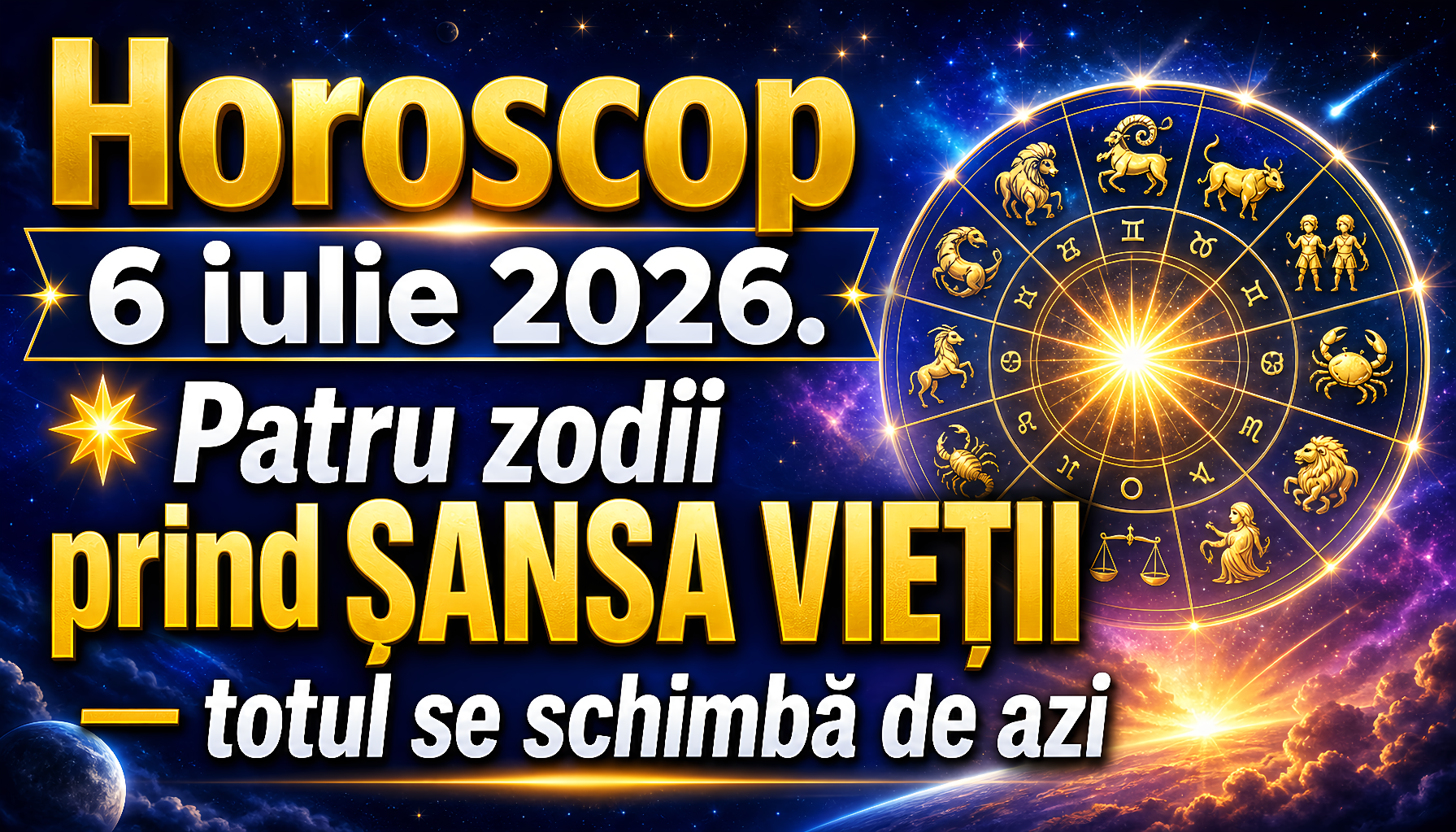 Horoscop 6 iulie 2026. 🌟 Patru zodii prind ȘANSA VIEȚII — totul se schimbă de azi