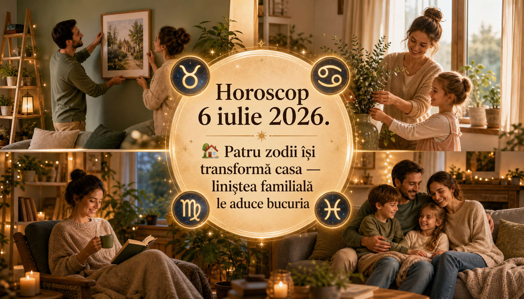 Horoscop 6 iulie 2026. 🏡 Patru zodii își transformă casa — liniștea familială le aduce bucuria