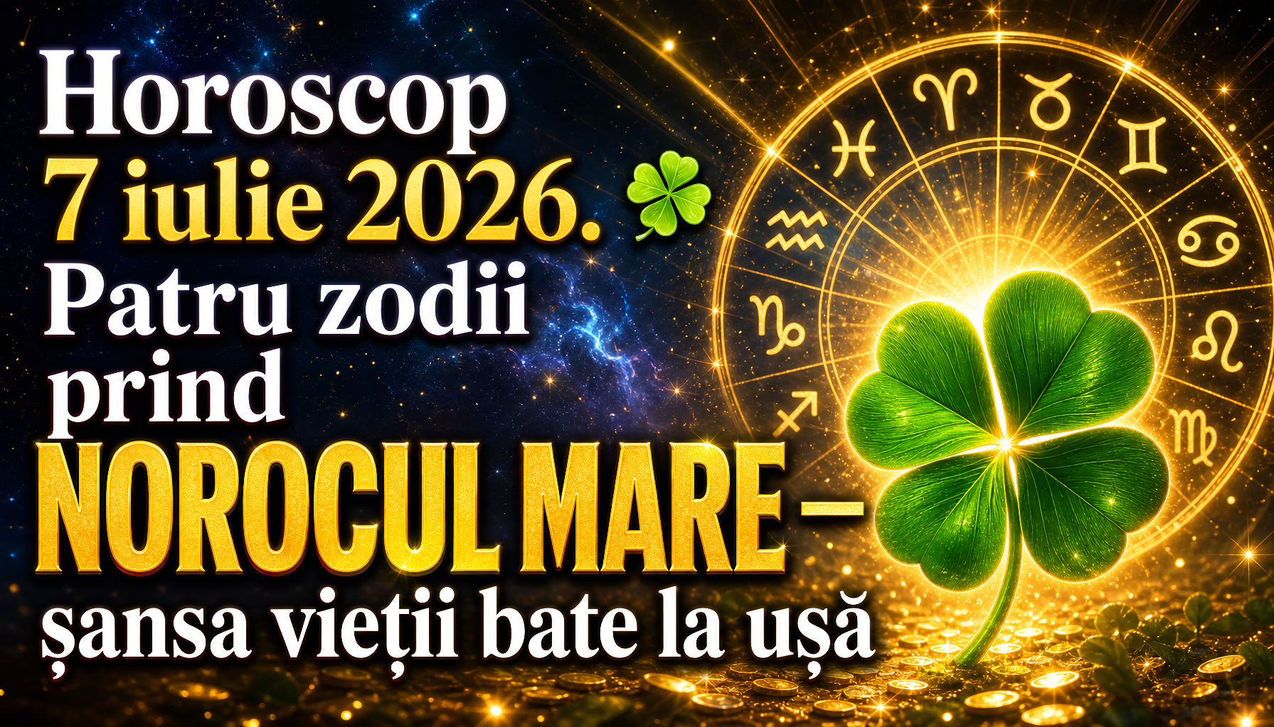 Horoscop 7 iulie 2026. 🍀 Patru zodii prind NOROCUL MARE — șansa vieții bate la ușă