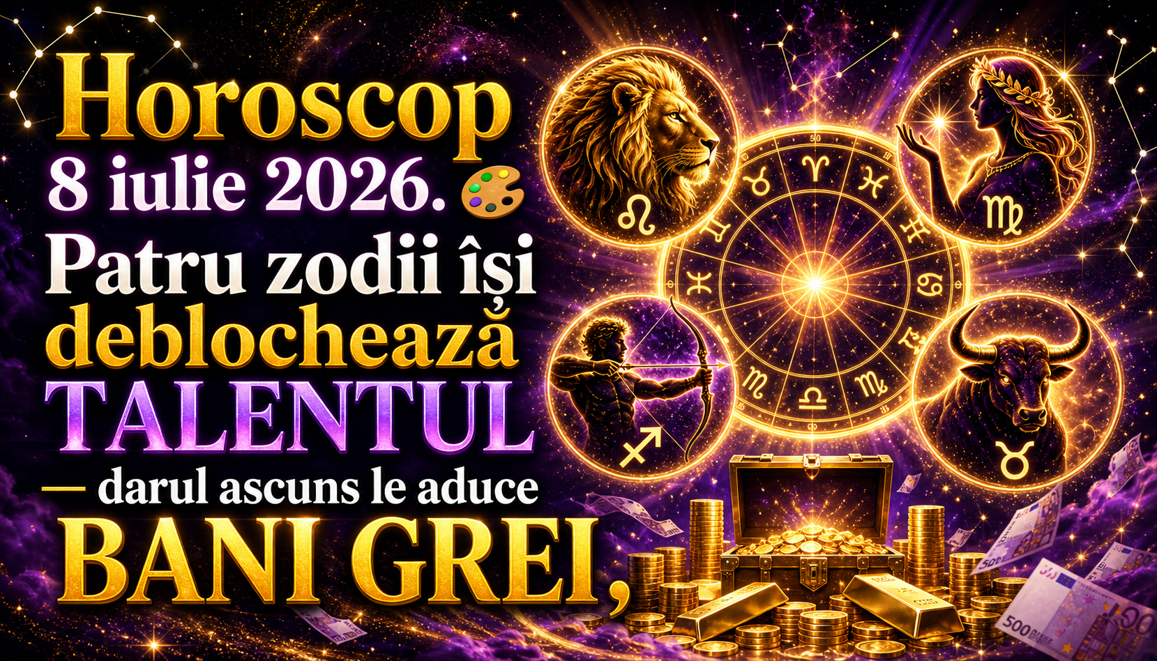 Horoscop 8 iulie 2026. 🎨 Patru zodii își deblochează TALENTUL — darul ascuns le aduce BANI GREI