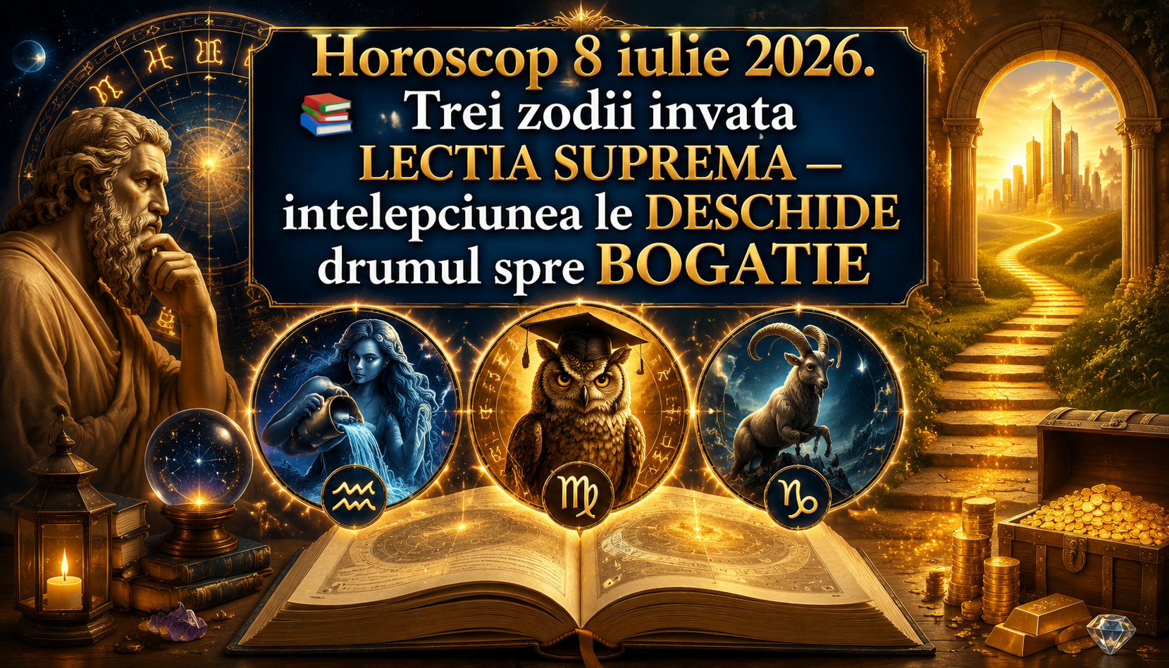 Horoscop 8 iulie 2026. 📚 Trei zodii învață LECȚIA SUPREMĂ — înțelepciunea le DESCHIDE drumul spre BOGĂȚIE