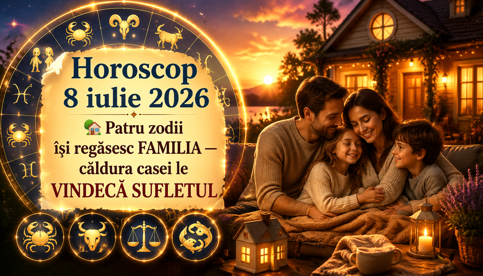 Horoscop 8 iulie 2026. 🏡 Patru zodii își regăsesc FAMILIA — căldura casei le VINDECĂ SUFLETUL