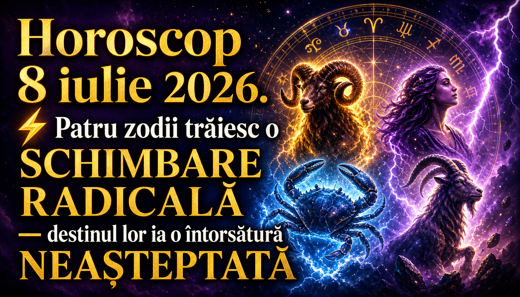 Horoscop 8 iulie 2026. ⚡ Patru zodii trăiesc o SCHIMBARE RADICALĂ — destinul lor ia o întorsătură NEAȘTEPTATĂ
