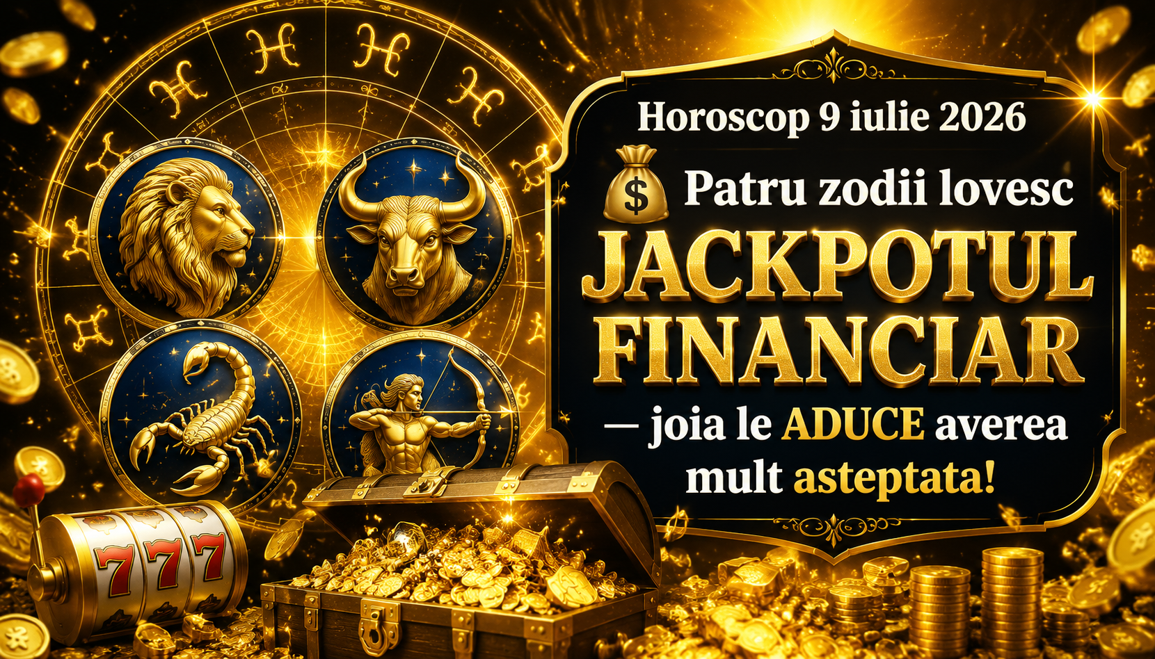 Horoscop 9 iulie 2026. 💰 Patru zodii lovesc JACKPOTUL FINANCIAR — joia le ADUCE averea mult așteptată!