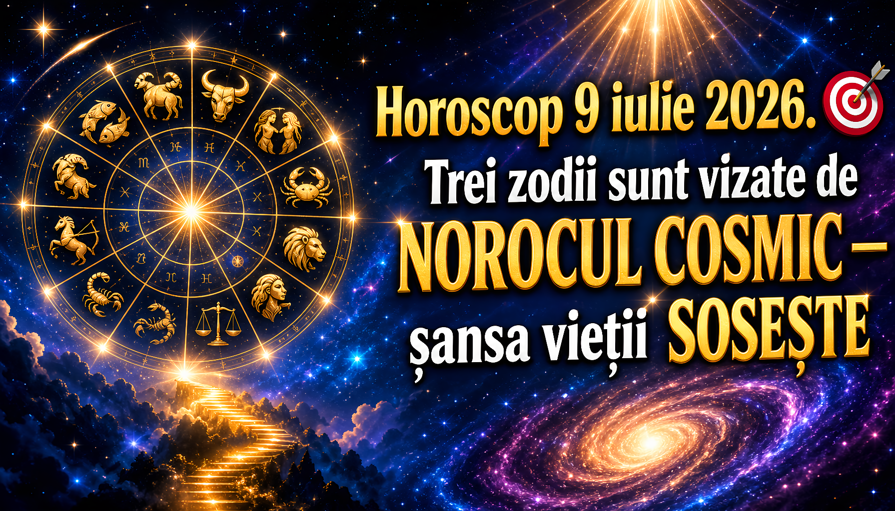 Horoscop 9 iulie 2026. 🎯 Trei zodii sunt vizate de NOROCUL COSMIC — șansa vieții SOSESTE