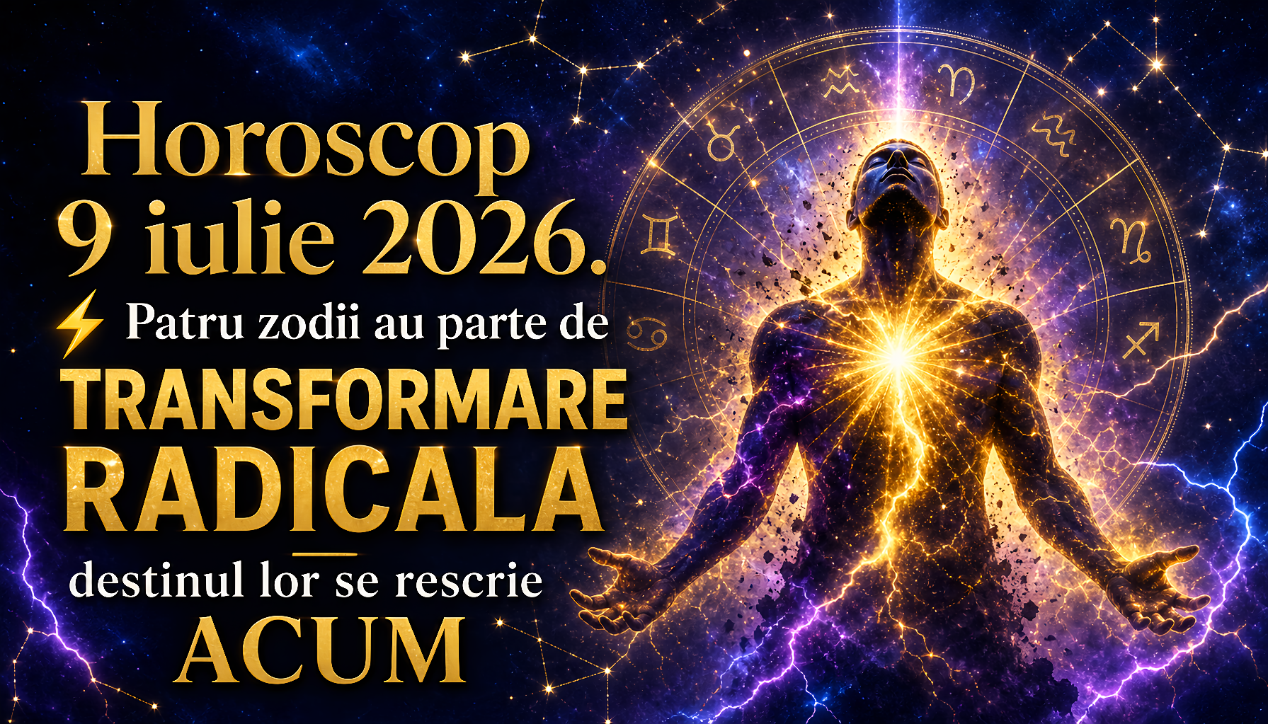Horoscop 9 iulie 2026. ⚡ Patru zodii au parte de TRANSFORMARE RADICALA — destinul lor se rescrie ACUM