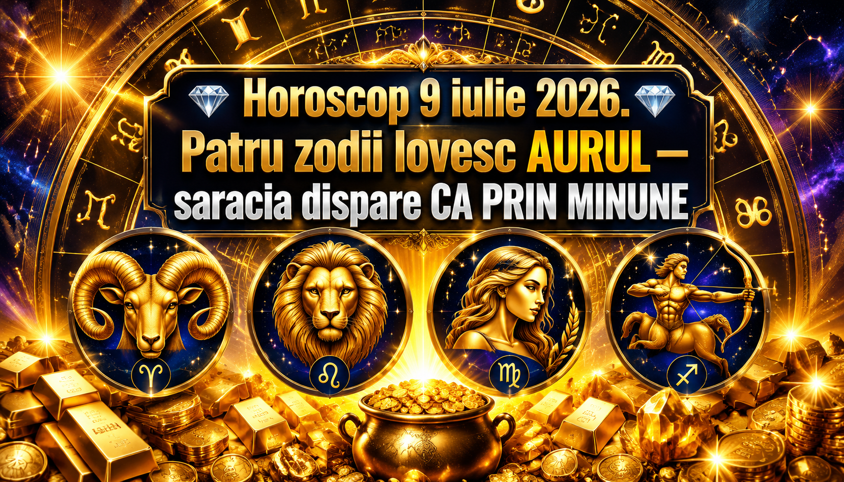 Horoscop 9 iulie 2026. 💎 Patru zodii lovesc AURUL — sărăcia dispare CA PRIN MINUNE