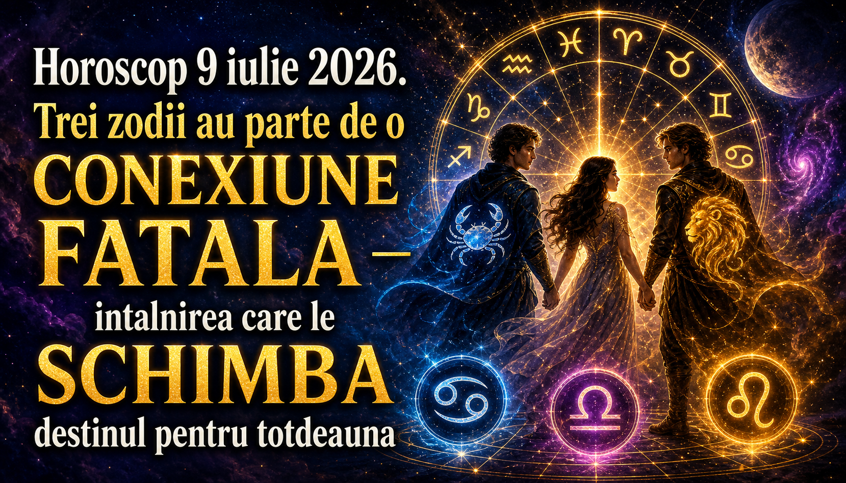Horoscop 9 iulie 2026. 🤝 Trei zodii au parte de o CONEXIUNE FATALĂ — întâlnirea care le SCHIMBĂ destinul pentru totdeauna