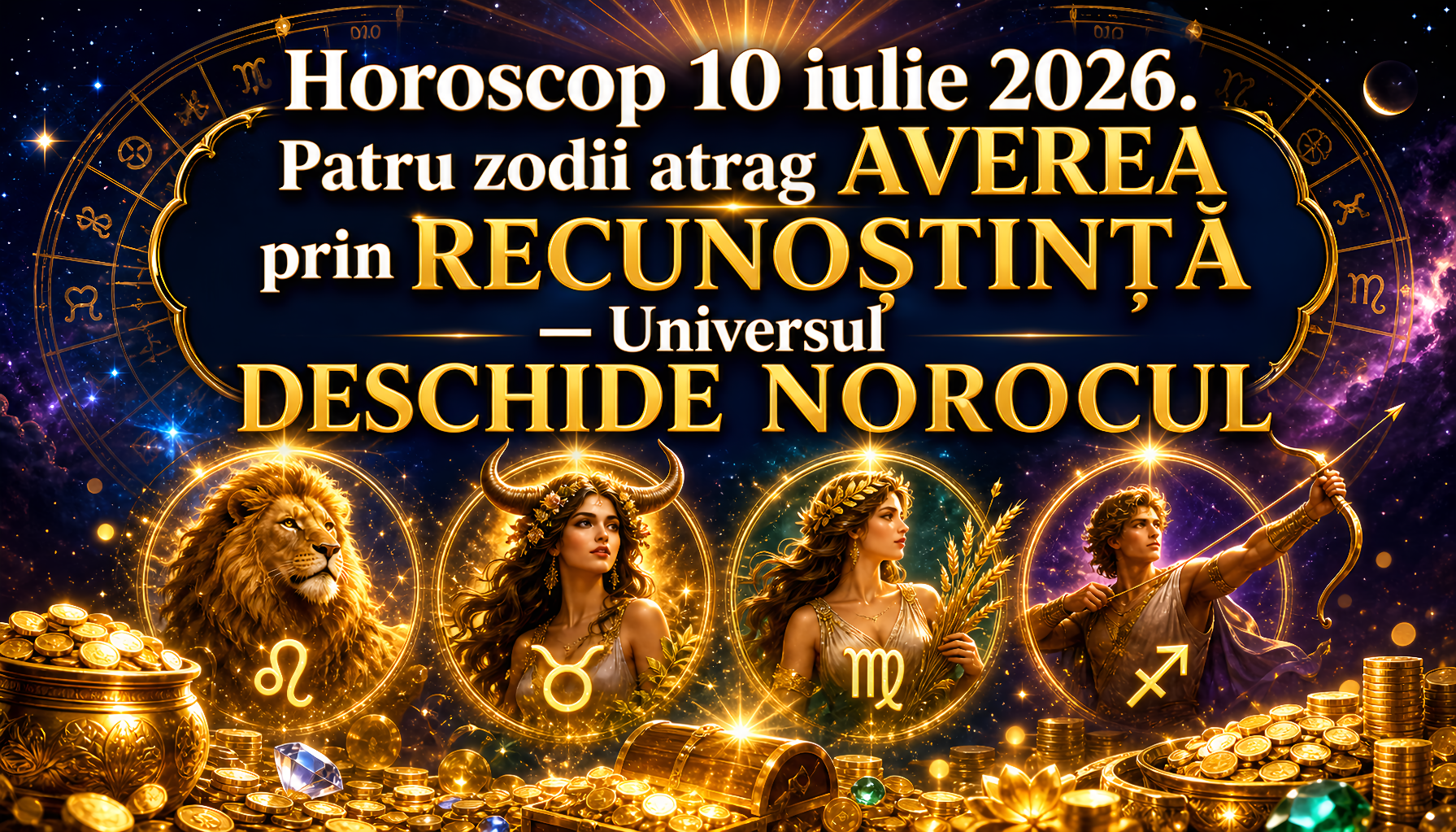 Horoscop 10 iulie 2026. Patru zodii atrag AVEREA prin RECUNOȘTINȚĂ  Universul DESCHIDE NOROCUL