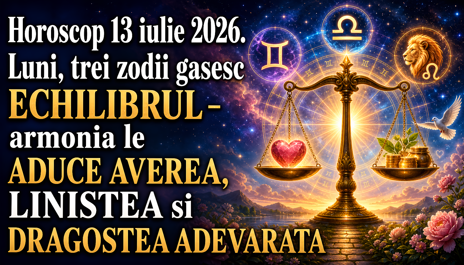 Horoscop 13 iulie 2026. Luni, trei zodii gasesc ECHILIBRUL – armonia le ADUCE AVEREA, LINISTEA si DRAGOSTEA ADEVARATA