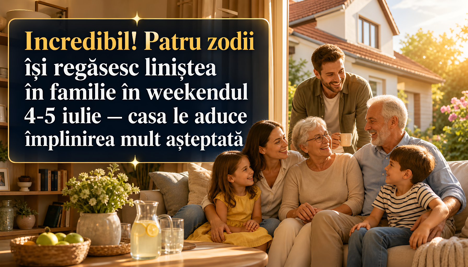 Incredibil! Patru zodii își regăsesc liniștea în familie în weekendul 4-5 iulie — casa le aduce împlinirea mult așteptată