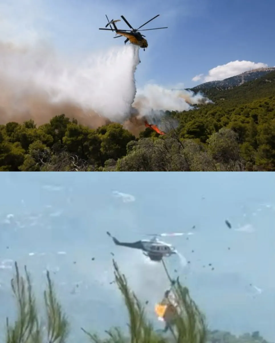Accident aviatic tragic în Grecia. Două elicoptere de stingere a incendiilor s-au ciocnit în aer lângă Atena