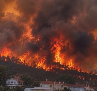 Incendiu de vegetație în regiunea Attica. Vântul puternic îngreunează misiunea pompierilor grecila sud-est de Atena