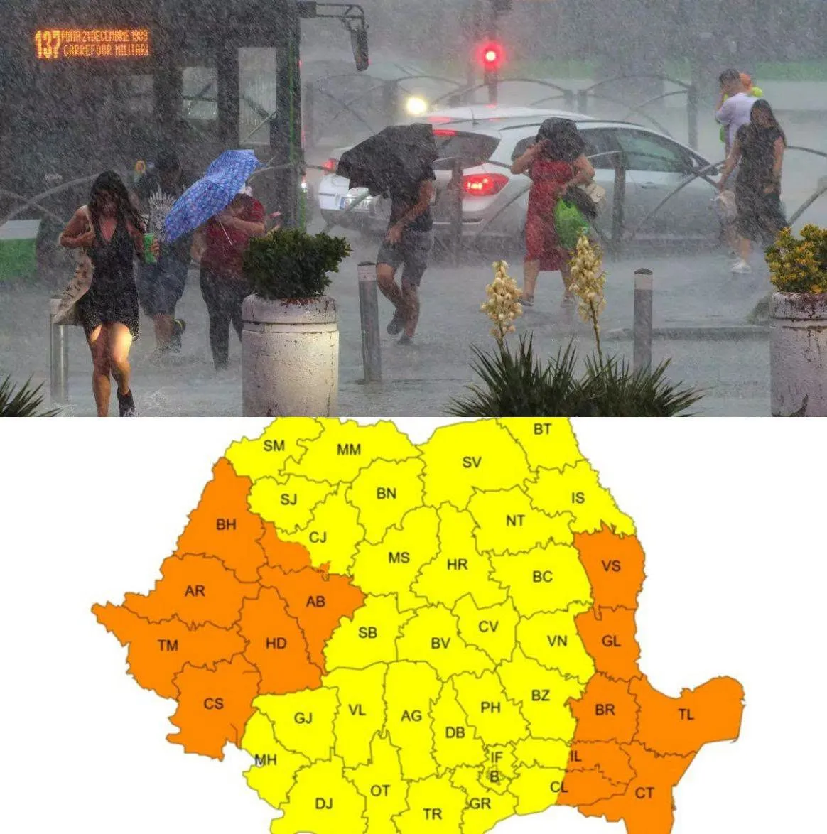 Vremea se schimbă radical în România. Vin ploi torențiale și temperaturile scad cu 12 grade