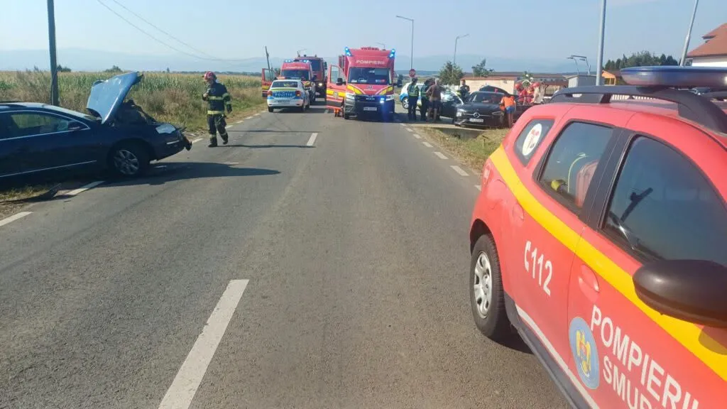 Accident rutier între Șura Mică și Ocna Sibiului. O femeie a fost rănită după impactul dintre două mașini