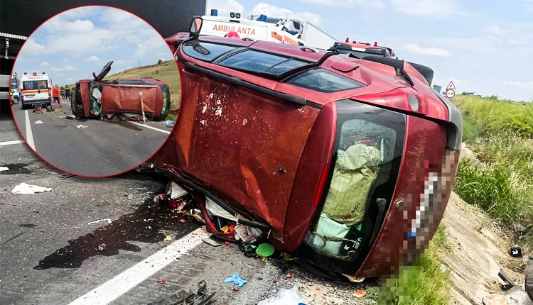Accident grav în Vrancea. Copil de cinci ani și mama sa, transportați la spital după ce mașina s-a răsturnat