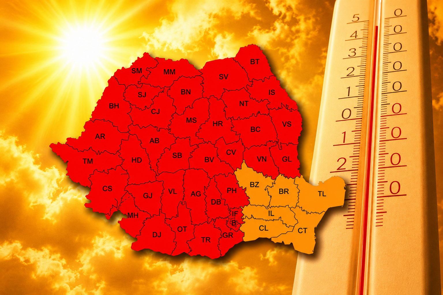 Se topește România! Unde s-au resimțit 42 de grade la umbră. Până când ține calvarul termic