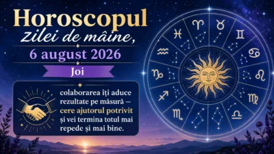Horoscopul zilei de mâine, 6 august 2026. Joi, colaborarea îți aduce rezultate pe măsură — cere ajutorul potrivit și vei termina totul mai repede și mai bine