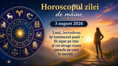 Horoscopul zilei de mâine, 3 august 2026. Luni, încrederea îți luminează pașii — fii sigur pe tine și vei atrage exact șansele pe care le meriți