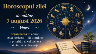 Horoscopul zilei de mâine, 7 august 2026. Vineri, organizarea îți aduce ziua perfectă — fă-ți ordine în priorități și vei încheia săptămâna fără griji