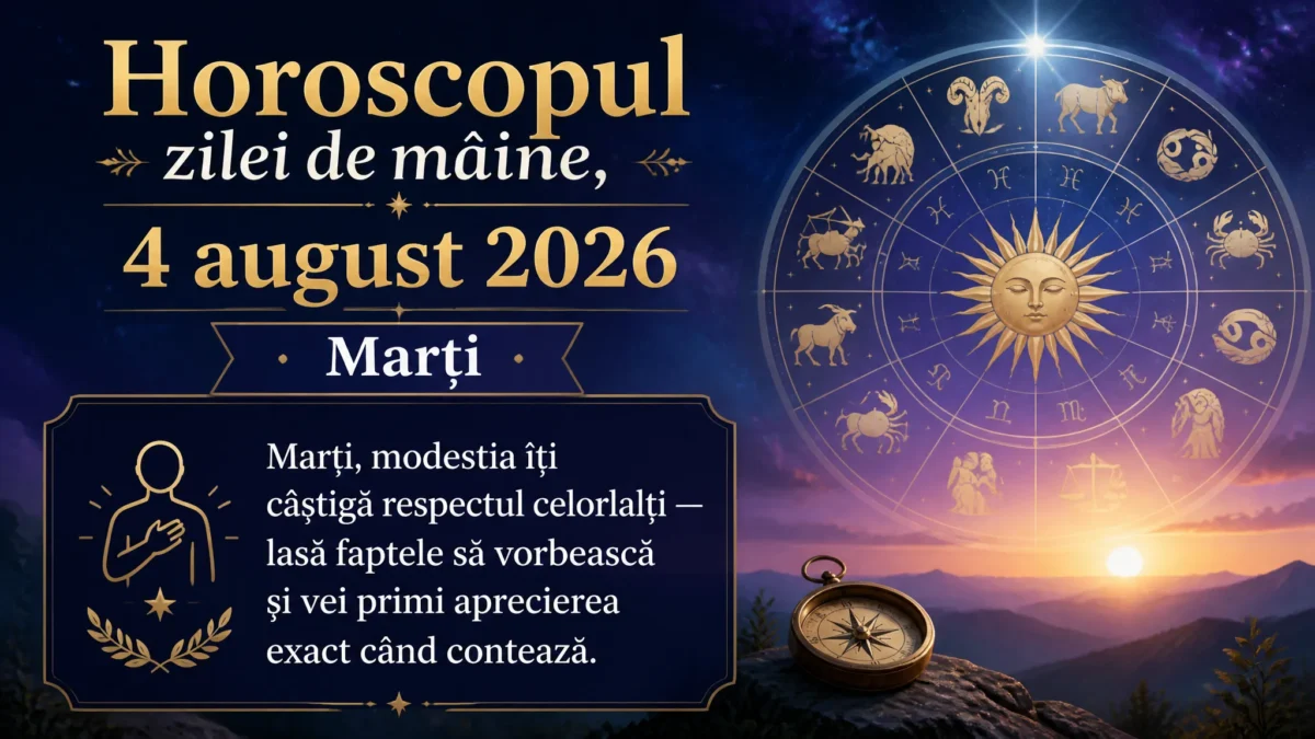 Horoscopul zilei de mâine, 4 august 2026. Marți, modestia îți câștigă respectul celorlalți — lasă faptele să vorbească și vei primi aprecierea exact când contează