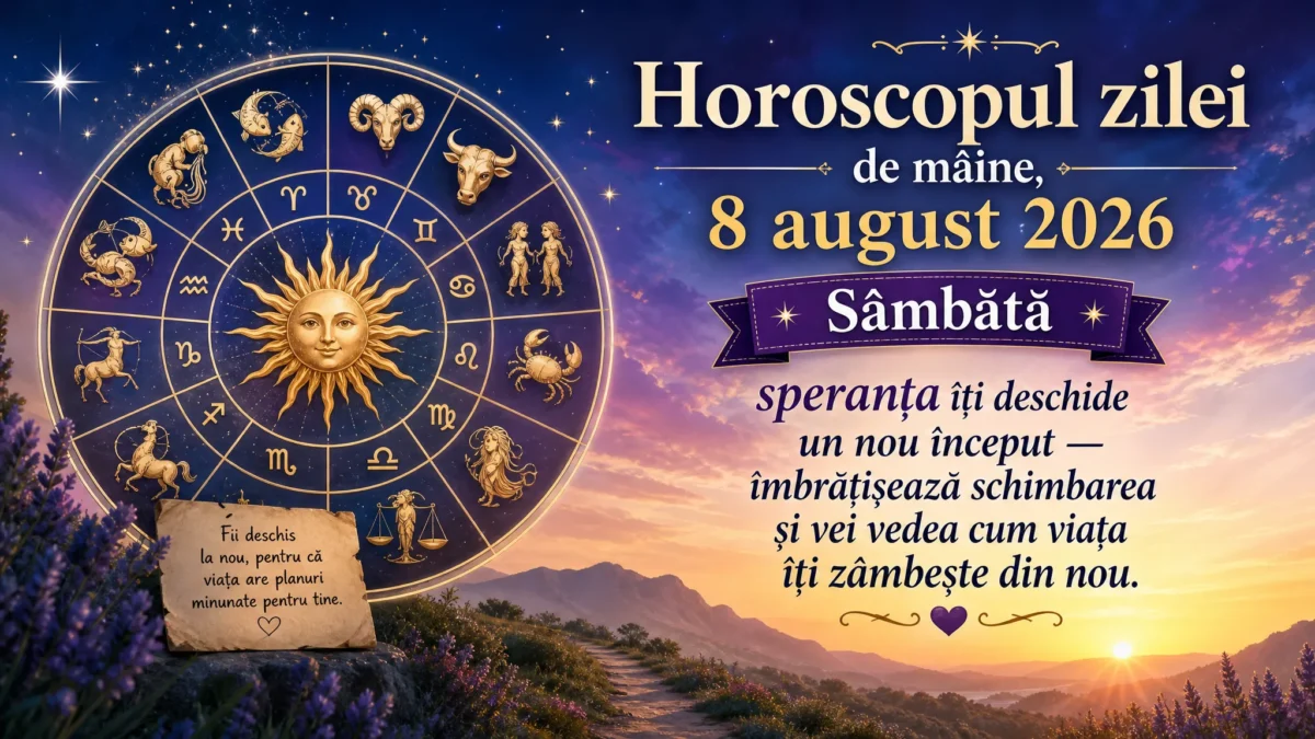 Horoscopul zilei de mâine, 8 august 2026. Sâmbătă, speranța îți deschide un nou început — îmbrățișează schimbarea și vei vedea cum viața îți zâmbește din nou
