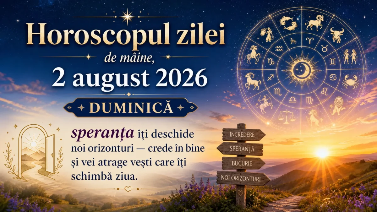 Horoscopul zilei de mâine, 2 august 2026. Duminică, speranța îți deschide noi orizonturi — crede în bine și vei atrage vești care îți schimbă ziua