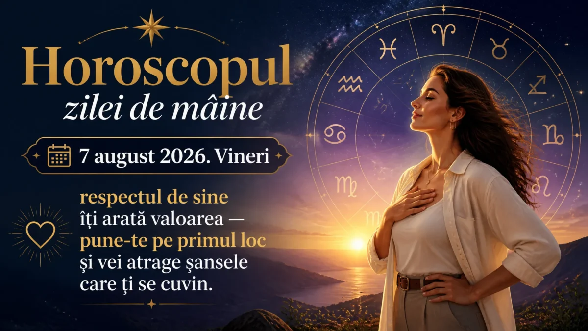 Horoscopul zilei de mâine, 7 august 2026. Vineri, respectul de sine îți arată valoarea — pune-te pe primul loc și vei atrage șansele care ți se cuvin