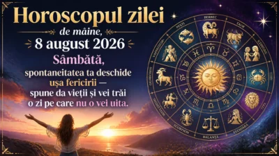 Horoscopul zilei de mâine, 8 august 2026. Sâmbătă, spontaneitatea ta deschide ușa fericirii — spune da vieții și vei trăi o zi pe care nu o vei uita