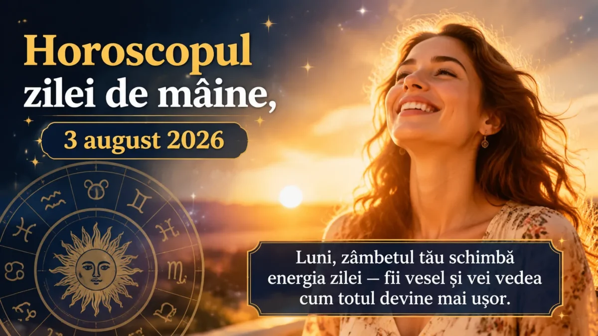 Horoscopul zilei de mâine, 3 august 2026. Luni, zâmbetul tău schimbă energia zilei — fii vesel și vei vedea cum totul devine mai ușor