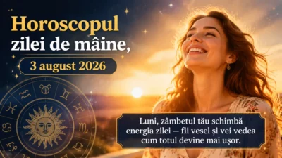 Horoscopul zilei de mâine, 3 august 2026. Luni, zâmbetul tău schimbă energia zilei — fii vesel și vei vedea cum totul devine mai ușor