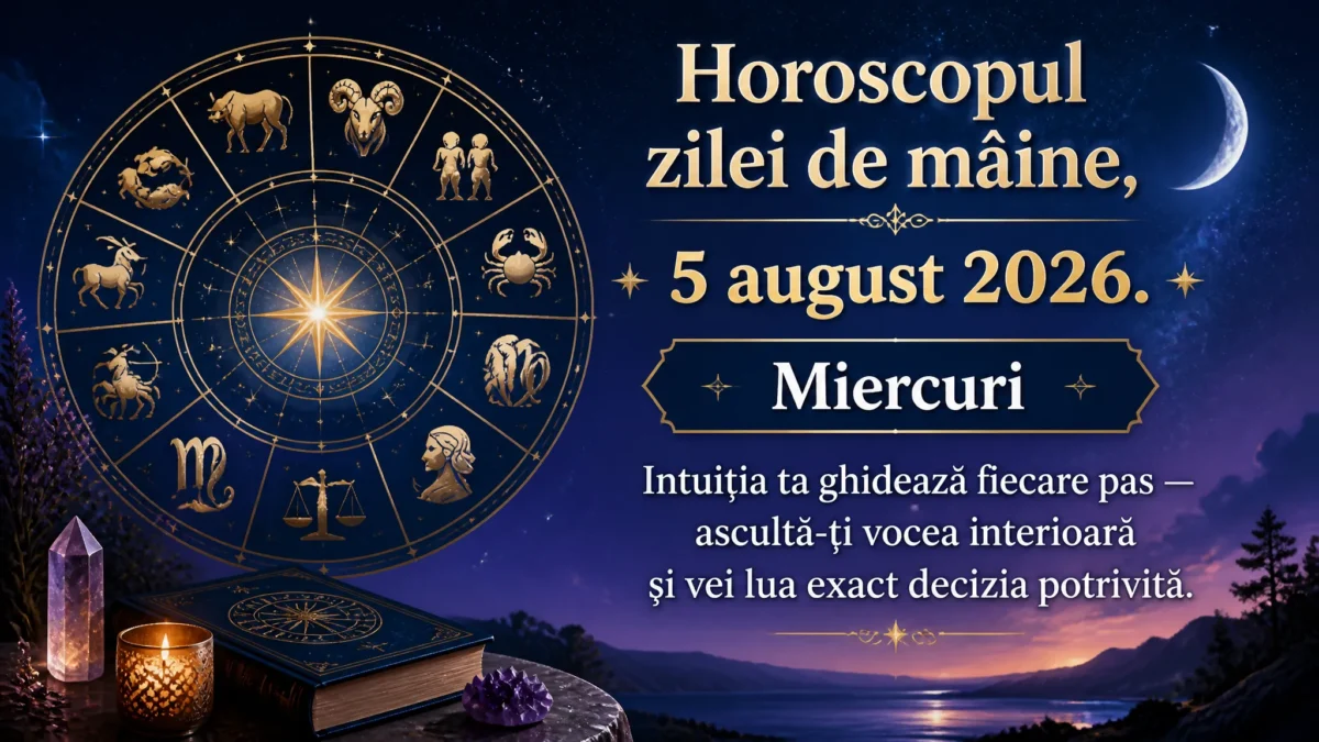 Horoscopul zilei de mâine, 5 august 2026. Miercuri, intuiția ta ghidează fiecare pas — ascultă-ți vocea interioară și vei lua exact decizia potrivită