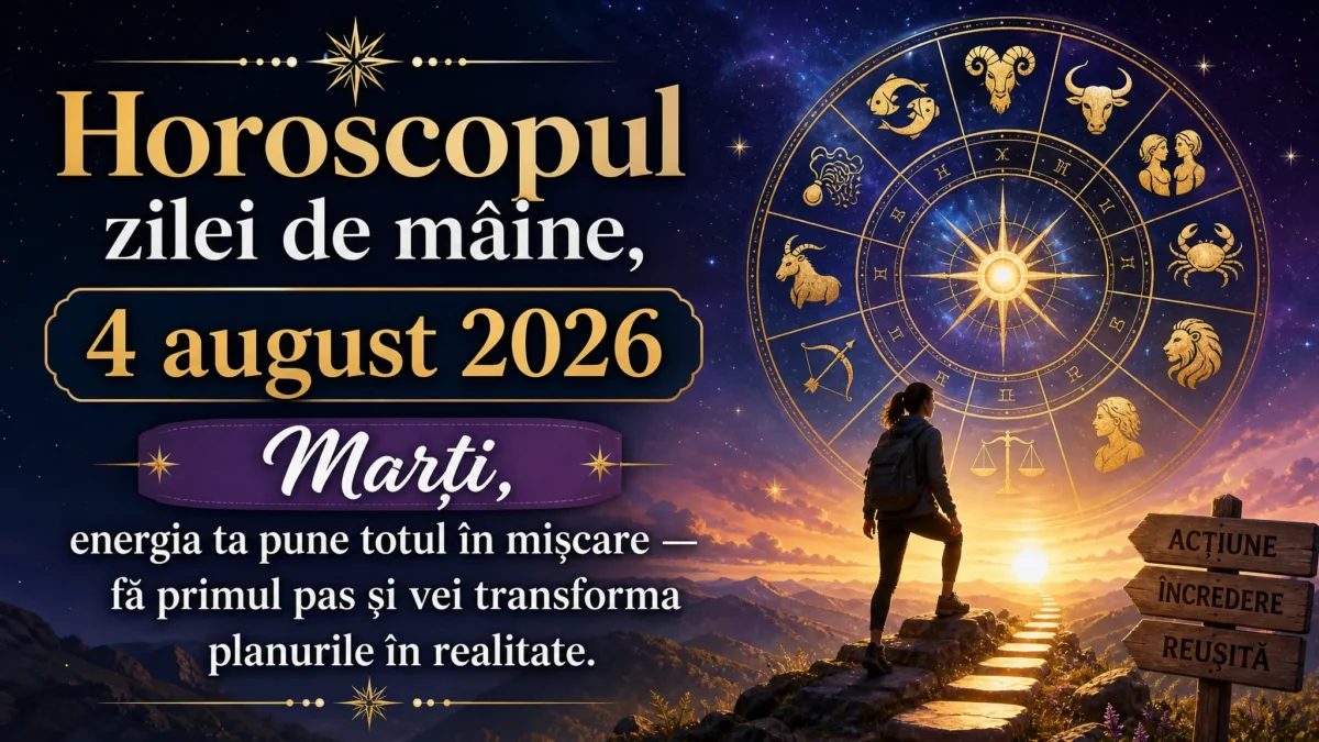 Horoscopul zilei de mâine, 4 august 2026. Marți, energia ta pune totul în mișcare — fă primul pas și vei transforma planurile în realitate