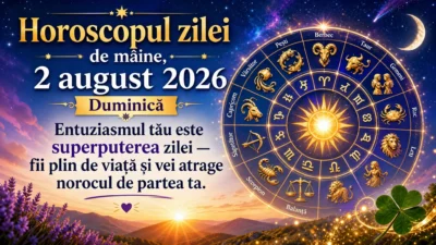 Horoscopul zilei de mâine, 2 august 2026. Duminică, entuziasmul tău este superputerea zilei — fii plin de viață și vei atrage norocul de partea ta