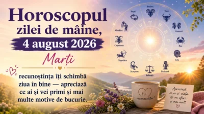 Horoscopul zilei de mâine, 4 august 2026. Marți, recunoștința îți schimbă ziua în bine — apreciază ce ai și vei primi și mai multe motive de bucurie