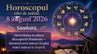 Horoscopul zilei de mâine, 8 august 2026. Sâmbătă, curiozitatea ta aduce descoperiri frumoase — încearcă ceva nou și vei găsi exact ceea ce te inspiră