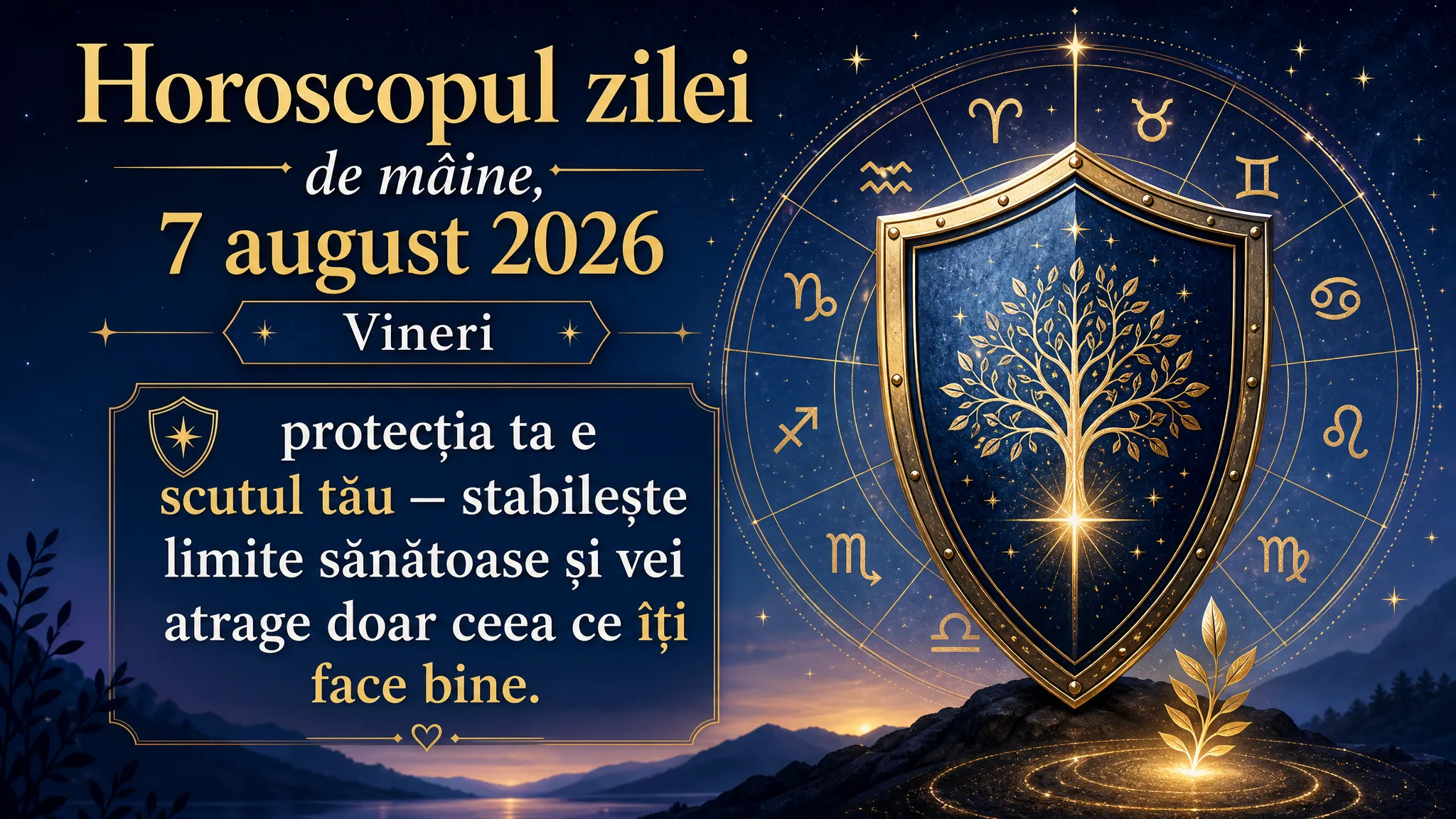 Horoscopul zilei de mâine, 7 august 2026. Vineri, protecția ta e scutul tău — stabilește limite sănătoase și vei atrage doar ceea ce îți face bine