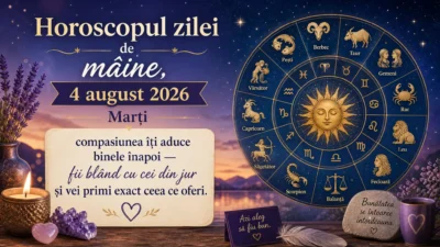 Horoscopul zilei de mâine, 4 august 2026. Marți, compasiunea îți aduce binele înapoi — fii blând cu cei din jur și vei primi exact ceea ce oferi