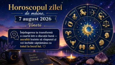 Horoscopul zilei de mâine, 7 august 2026. Vineri, înțelegerea ta transformă o ceartă într-o discuție bună — ascultă înainte să răspunzi și vei închide săptămâna cu totul la locul lui