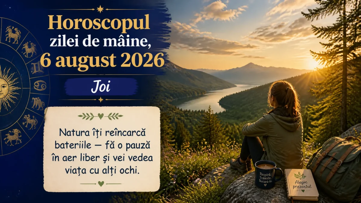Horoscopul zilei de mâine, 6 august 2026. Joi, natura îți reîncarcă bateriile — fă o pauză în aer liber și vei vedea viața cu alți ochi