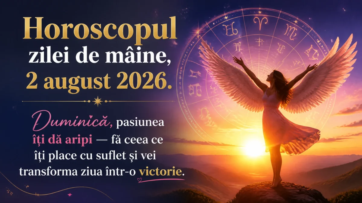 Horoscopul zilei de mâine, 2 august 2026. Duminică, pasiunea îți dă aripi — fă ceea ce îți place cu suflet și vei transforma ziua într-o victorie