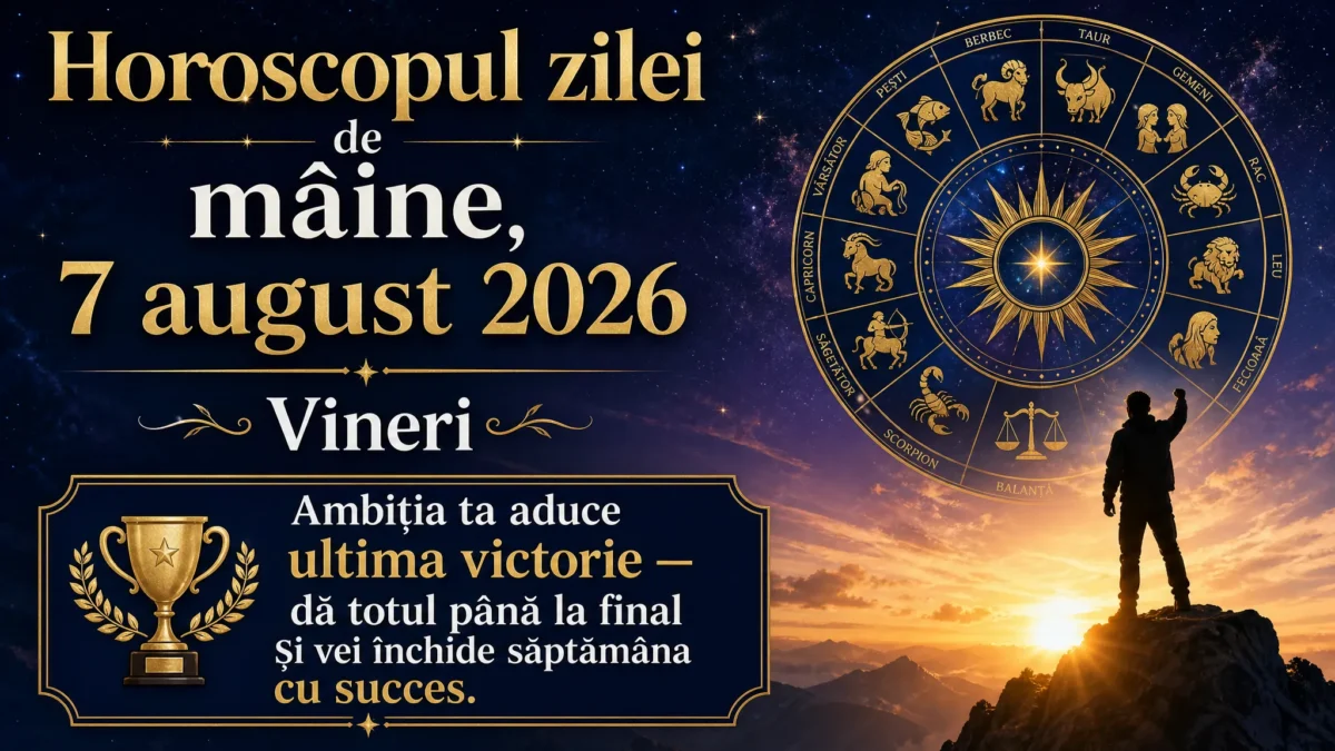 Horoscopul zilei de mâine, 7 august 2026. Vineri, ambiția ta aduce ultima victorie — dă totul până la final și vei închide săptămâna cu succes